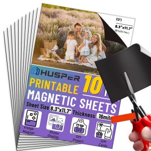 แผ่นแม่เหล็กพิมพ์ได้ขนาด A4 จำนวน 5/10 ชิ้น ไม่มีสารกาว ขนาด 8.3 x 11.7 นิ้ว สำหรับเครื่องพิมพ์อิงค์เจ็ท กระดาษแม่เหล็กแบบมันเงา ตัดได้ หนา 16 มิล