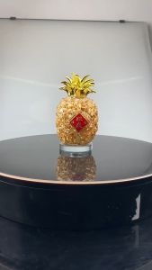 Gold Foil Crystal Wealth Attracting Ornament Handmade Craftwork Feng Shui Gourd Money Bag Decorative Item for Home Decor 金箔水晶 水晶菠萝  水晶元宝 招财摆件