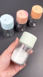 Glass Seasoning Bottle Press Type Quantitative Seasoning Jar Kitchen Sealed Seasoning Box