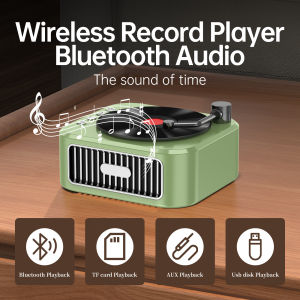 Retro Phonograph Bluetooth Speaker Hi-Fi Audio Portable Speakers 6D Stereo Sound 4hour Battery Life For YogaSportOutdoorParty