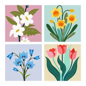 HUACAN 4PCS Digital Oil Painting Set By Numbers For Adults Flower Requires Manual Completion And Patience