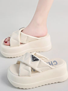 2025 New Womens Slippers Outdoor Wear Thick Bottom Platform Fashionable Cross Casual Ladies Cool Slippers Comfortable EVA Inner