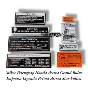 Stiker Pelengkap Honda Astrea Grand Bulus Impressa Legenda Prima Astrea Star Fullset
