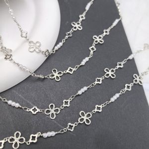 Diy Pearl Combination Chain Jewelry Link Cloverleaf Copper Parts Twisted Wire Electroplated Gold And Silver for Clothing