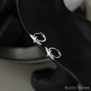 Bolo Sweet Cool Neutral XINGX Four Eight-Pointed Stars Earclip Earrings Mens and Womens Cold Wind Minimalist Cross Star Earrings Trendy Earrings