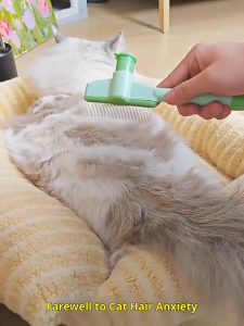 Carty Pet Hair Comb One Click Self Cleaning Needle Brush Remove Loose Undercoat Tangled Fur Gentle Grooming Tool For Long Short Hair Dog Cat