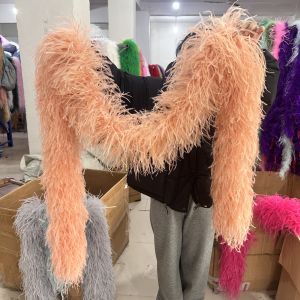2 Meters 20ply Natural Ostrich Feather Boa White Black Ostrich Feather Wedding Party Clothing Dress Decoration Plume Scarf