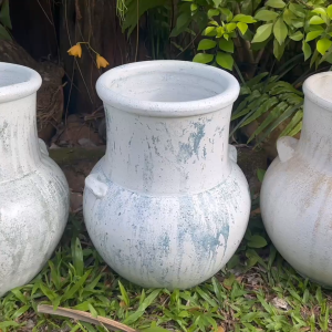 Flowerpot กระถางดินเผาทรงอ้วนคอตรงมีหู 2 หู ขนาด 31 x 39 cm.