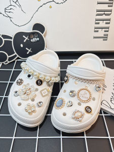 White Pearl Fashionable Childrens Slippers Transparent Outdoor Wearable Clog Shoes Cute Flat Heel EVA Material All Season