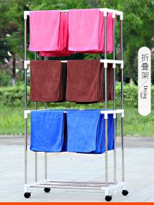 Stainless Steel Towel Rack for Beauty Salon Car Wash Folding Floor-Mounted Specialized Drying Stand Bathroom Organizer