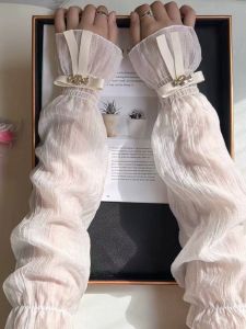 Pure Color Sun Protection Sleeve Covers Lace Butterfly Knot Ice Sleeves Outdoor Womens High Aesthetic Value UV Protection