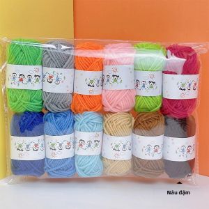 12 Sợi Len Cotton Mềm Mại Ấm Áp Chất Lượng Cao Tự Làm Dùng Để Đan Móc Thủ Công - Sợi Pha Tre