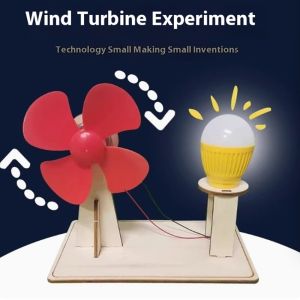 DIY Wooden Wind Turbine Model Childrens Science Toy Assembly Steam Technology Physics Education Learning Game Toy