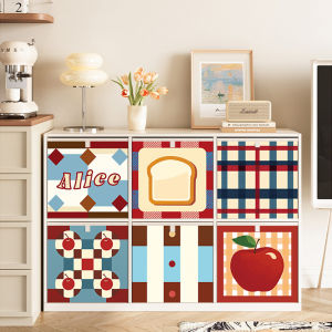 Retro Checkered Bauhaus Fabric Storage Box Foldable Miscellaneous Item Organizer Drawer Style Cotton Linen Oxford Leather