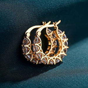 Huitan High Quality Cubic Zirconia Women Hoop Earrings Stylish Accessories Party Daily Wearable Fashion Jewelry Drop Ship