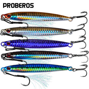 PROBEROS 5Pcs Metal Jig Fishing Lures Sea Fishing Jigs Artificial Swimbait Hard Bait Jerkbait Iron Plate Double Hooks Wholesale