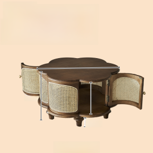 French Style Retro Rattan Tea Table Small Apartment For Home Chinese Style Small Tea Table Ash Wood Accessible Luxury Living Room round round Tea Table