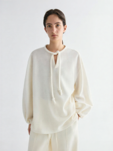 INSIS FEMME | Spring Simple Casual Round Cord Collar Loose Wool and Tencel Sweater Jacket