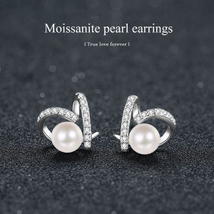 [Fashionable earrings] Trumium✨S925 sterling silver earrings natural freshwater pearl earrings hypoallergenic earrings non-fading simple fashionable and versatile moissanite earrings for women