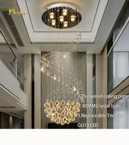 Phube Lighting Spiral Crystal LED Ceiling Chandelier Light For Bedroom Living Room Suspension Lustre Corridor Staircase Hanging Lamp Fixture