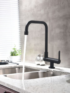 BANGPU | Black Single Cold Kitchen Faucet with Foldable Wash Basin and Swivel Stainless Steel Pull-out Spout