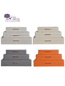Modern Luxury Orange Beige PU Leather Storage Box Jewelry Box Sample Room Wardrobe Decoration Accessories