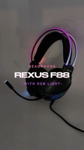 HEADSET GAMING REXUS RGB Headphone Full Bass Stereo Gamers Earphone Handsfree PC Komputer Laptop F88