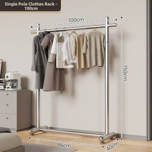 YIXUAN | Floor-standing Stainless Steel Double Pole Clothing Display Rack