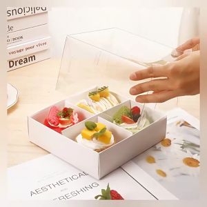 (1 pcs) Box Mika Sekat Transparan / Dus Mini Tart Cake Roti Pudding