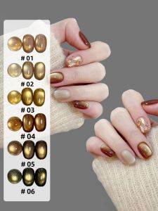 Bộ Sơn Móng Tay Gel Mắt Mèo Từ Tính 12ml 6 Màu Nâu Hổ Phách UV LED Tẩy Được Sơn Bóng Pha Lê Cho Nghệ Thuật Móng Hoàn Hảo