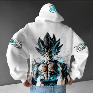 Dragon Ball Mens Hoodie 2025 Autumn and Winter Animation Street Casual Super Saiyan Printed White Parent-Child Pullover Top