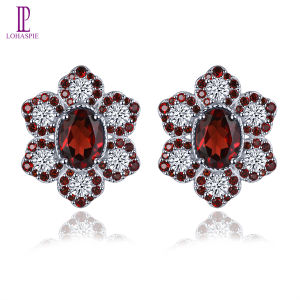 Lohaspie Jewelry Genuine Garnet Earrings Real 8 Carats Garnet Citrine Stone Original Clip Earrings Natural Garnet Clip Earrings Multicolor Gemstone Garnet Earring For Women Jewelry