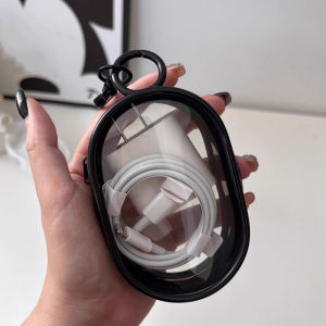 กล่องเก็บหูฟังกลางแจ้งแบบพกพาม้วนเก็บสายกล่องใส่ของแบบใสเก็บโทรศัพท์