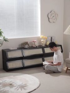 [Stackable]Bookcase Storage Multifunction Cabinet Bamboo Acrylic Dustproof 35/70/86cm Wooden Shelf