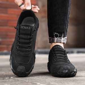 Mens Casual Sport Shoes Waterproof Non-Slip Workwear Spring Autumn Construction Site Labor Protection One-Step Slip-On Shoes