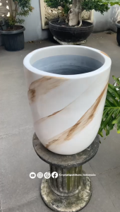 POT GERABAH MARMER TANAH LIAT KAPSUL TINGGI D30 T40 PUTIH GLOSSY - KAPSUL MARMER D30 JUMBO