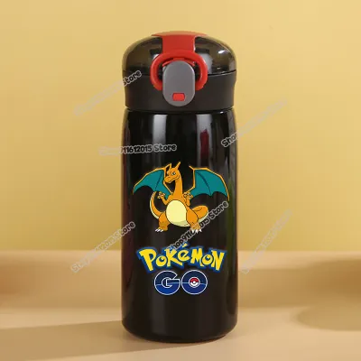 Keeppley | 460ml Pokemons Stainless Steel Insulated Cup Pikachus Outdoors Vacuum Flasks Cute Cartoon Kids Thermal Water Bottle with Straw