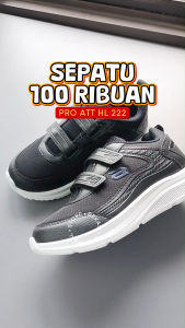 Sneakers Sepatu Sekolah Anak Laki Perempuan Pro ATT TK SD Velcro Perekat Kreket Tanggung Kets Snikers Sneker Sneaker Snickers Hitam Putih 31-34 HL 222 V