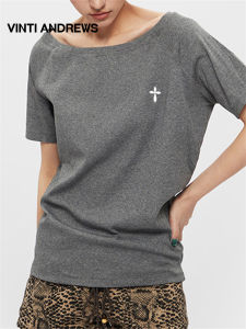 Off Shoulder Wide Collar Short Sleeve T-shirt
