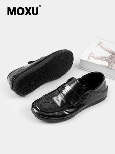 Genuine Leather Mens Casual Shoes Soft Bottom Business Leisure Slip-On Spring Summer New Style round Toe Flat Heel Breathable