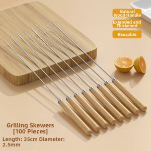 Stainless Steel with Wooden Handle Skewers