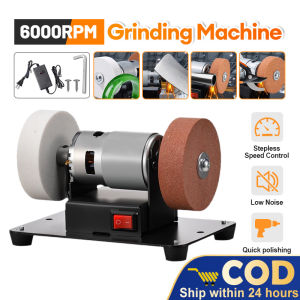 100W 7-speed Mini Bench Grinder Knife grinder Electric Blade Sharpener with 2 Ceramic Grinding Wheel Powerful Bench Grinding Machine for Metal/ Wood/ Knife Dual Wheel Polishing Grinding Machine