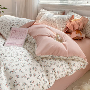 INS Countryside Style Floral Print A-Class Water Washed Cotton Bedding Set