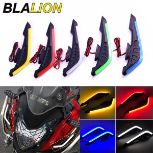 BLALION 2Pcs Motorcycle Side Wing LED Light Kit Aerodynamic Wing Lights 12V Universal Spoiler Lamps Modification Decor Sticker