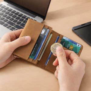 Vintage Crazy Horse Leather Credit Card Wallet Mens Real Cowhide Slim ID VIP Cards Bags Small