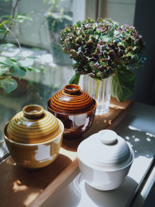 Ancient Chinese Porcelain High Footed Soup Bowl Glazed Undercolor Ceramic Stew Pot Water Separation Traditional Cooking Utensil