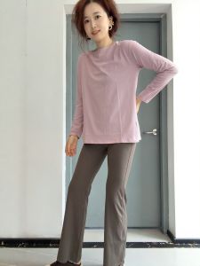 High Elasticity Cotton Ammonia Long Sleeve Yoga Top Casual Loose Fit Sportswear Side Opening Fitness Clothes Outerwear