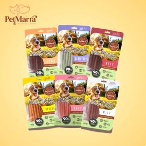 PetMarra Treat Sticks Dog Treats Bacon Beef Lamb Banana Milk Blueberry Flavor 100g Collection dogs puppies pet treats