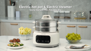 2000W 5L/17L Large Capacity Electric Steamer Electric Cooker with Steamer 304 Stainless Steel Fast BoilEasy to CleanMulti-Functional Electric Pot Hot Pot/Frying Pan