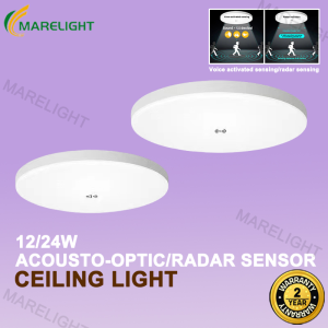 LED Acousto-optic Induction Ceiling Light Radar Sensing Ceiling Lamp 12/24W For Hallway Balcony Entrance Stairway Garage Light MARELIGHT